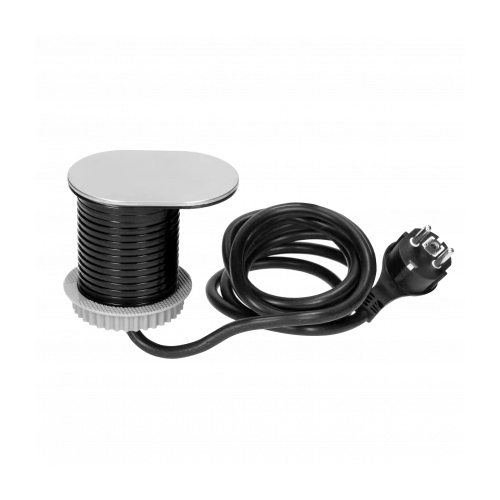 Priza incastrabila cu cablu cu capac glisant Ø6 1P+1xUSB argintiu, Orno