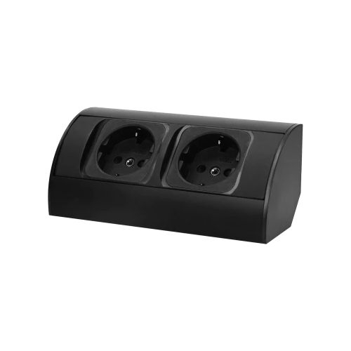 Priza de colt 2P negru, Orno