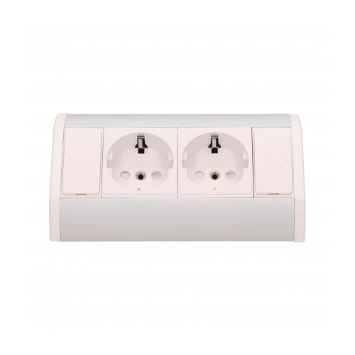 Priza de colt 2P argintiu-alb, Orno