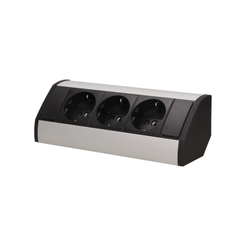 Priza de colt 3P argintiu-negru, Orno