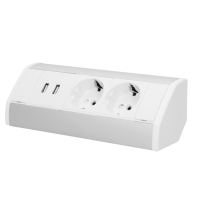 Priza de colt 2P+2xUSB argintiu-alb, Orno