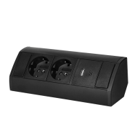 Priza de colt 2P+2xUSB(tip A+C) negru, Orno