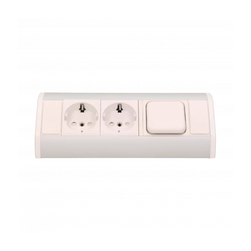 Priza de colt 2P+intrerupator argintiu-alb, Orno