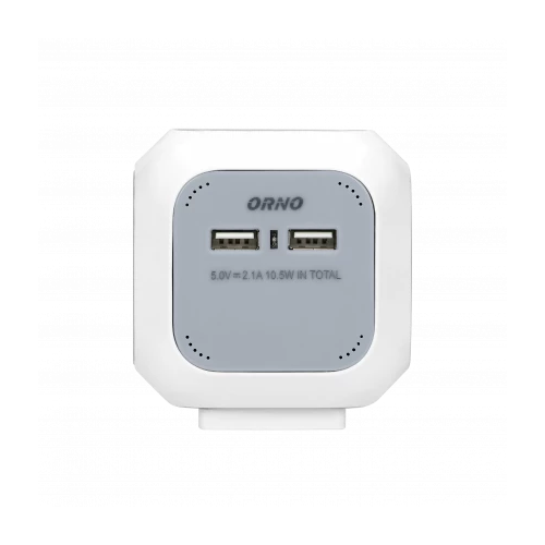 Prelungitor 1.4m 4P + 2xUSB gri-alb 16A, Orno