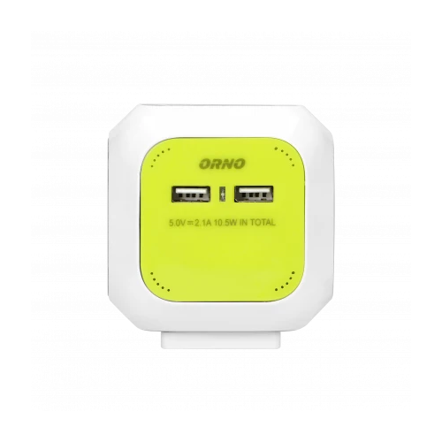 Prelungitor 1.4m 4P + 2xUSB lime 16A, Orno