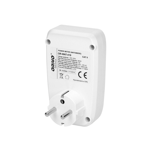 Priza cu masurare cu ecran LCD alb, Orno