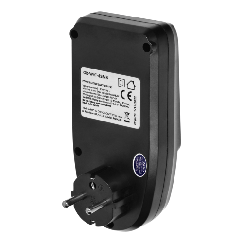 Priza cu calculator de energie cu ecran LCD negru, Orno