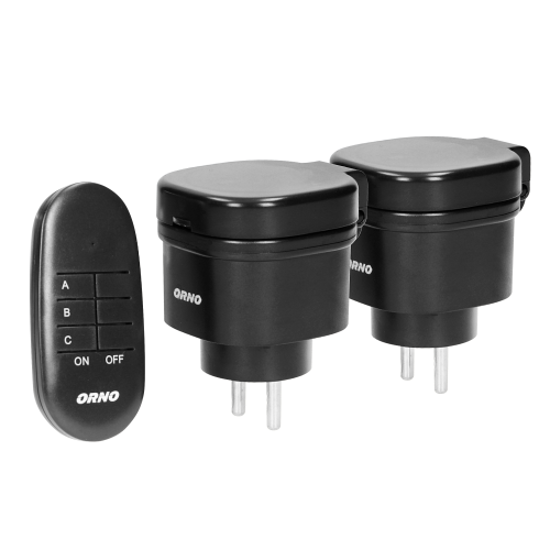 Set 2 prize schuko cu telecomanda wireless IP44, Orno