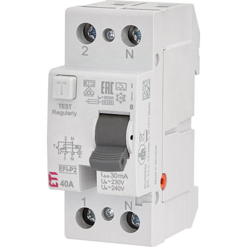 Siguranta Diferentiala RCCB 1P+N, 40A/0.03A, 10 kA, Tip A, ETI