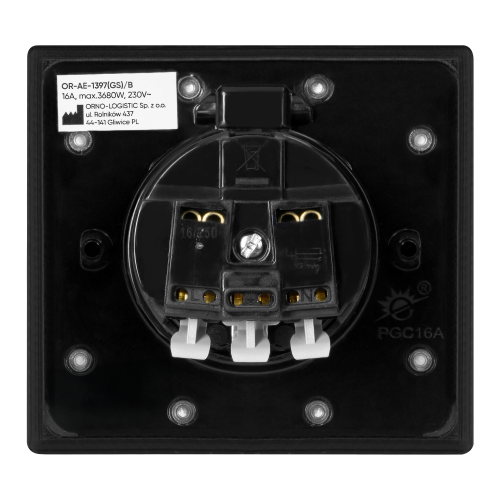 Priza ermetica incastrata IP44 1P negru, Orno