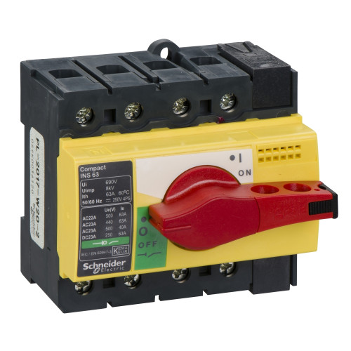 Separatoare de sarcina, 4P, 63A, 500/250 V, INS63 Maneta R Interpact Schneider