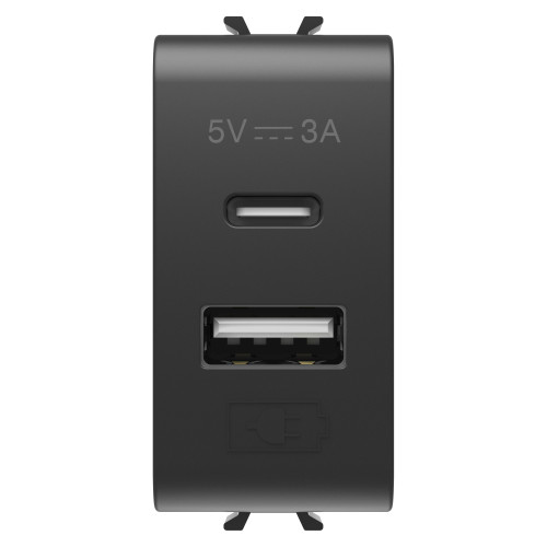 Priza USB A+C Chorus negru 3A, Gewiss
