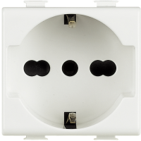 Priza Schuko + Italian Standard Matix alb 2 Module 10-16A, Bticino
