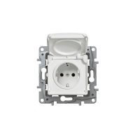 Priza Schuko 2P+T cu capac Niloe alba 16A, Legrand