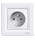 Priza simpla 2P+E cu pin Asfora alb 16A, Schneider
