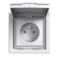 Priza simpla 2P+E cu pin + obturatoare si capac Asfora alb 16A, Schneider