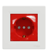 Priza simpla 2P+E + obturatoare Asfora rosie 16A, Schneider