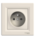 Priza simpla 2P+E cu pin Asfora crem 16A, Schneider