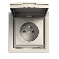 Priza simpla 2P+E cu pin + obturatoare si capac Asfora crem 16A, Schneider