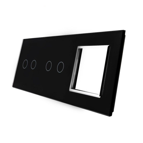 Rama intrerupator + priza 3P 4M negru, Livolo