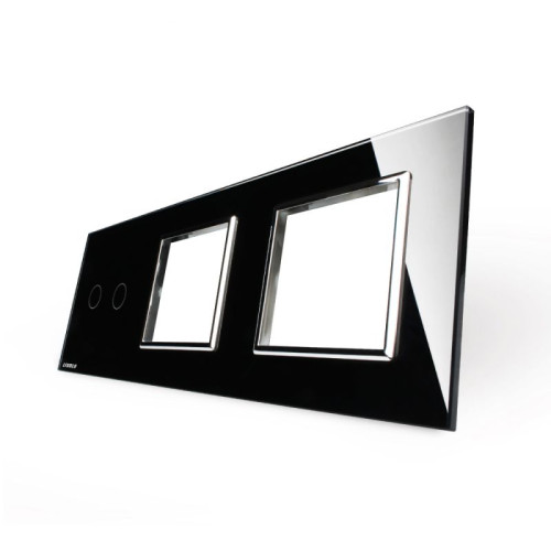 Rama intrerupator + 2x priza 3P 2M negru, Livolo