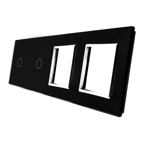 Rama intrerupator + 2x priza 4P 2M negru, Livolo