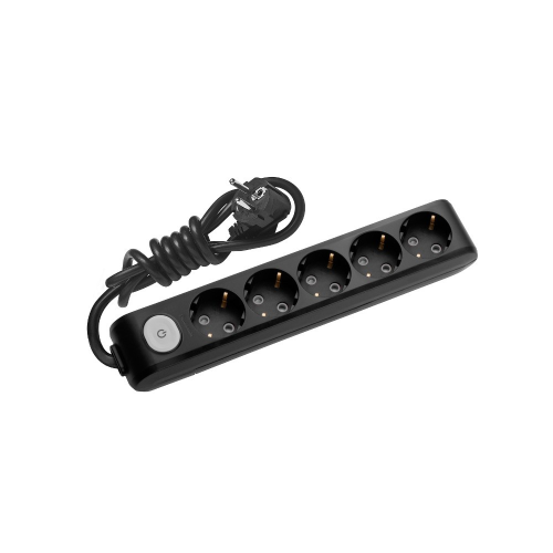 Prelungitor cu intrerupator 1.5m 5P negru 16A, Panasonic