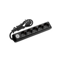 Prelungitor cu intrerupator 1.5m 5P negru 16A, Panasonic