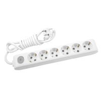 Prelungitor cu intrerupator 1.5m 6P alb 16A, Panasonic