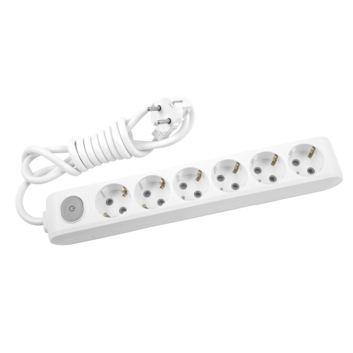 Prelungitor cu intrerupator 1.5m 6P alb 16A, Panasonic