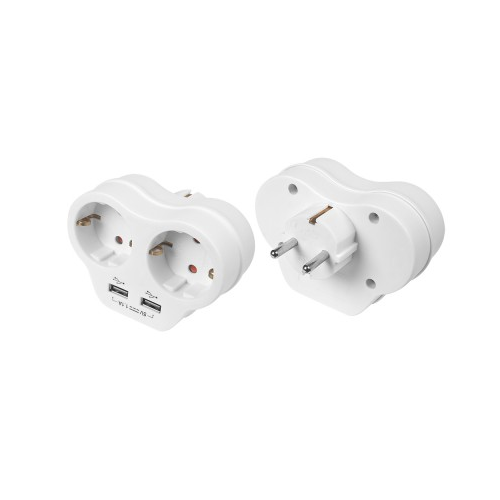 Priza dubla Schuko + 2xUSB + stecher, Panasonic