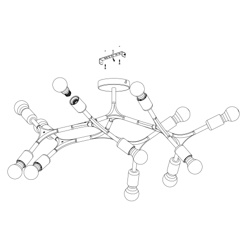 Lustra Bocadella 12x60W neagra, Eglo
