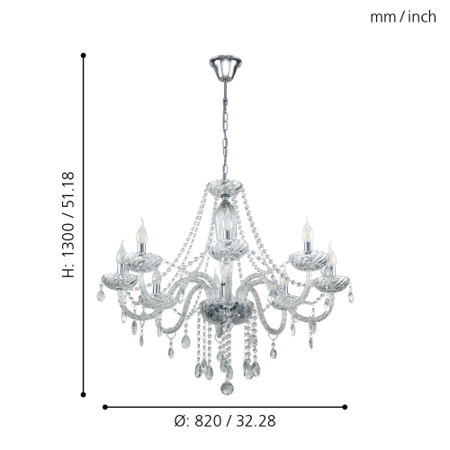 Candelabru Basilano 1 8x40W crom, Eglo
