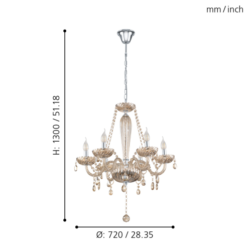 Candelabru Basilano 1 6x40W crom, Eglo