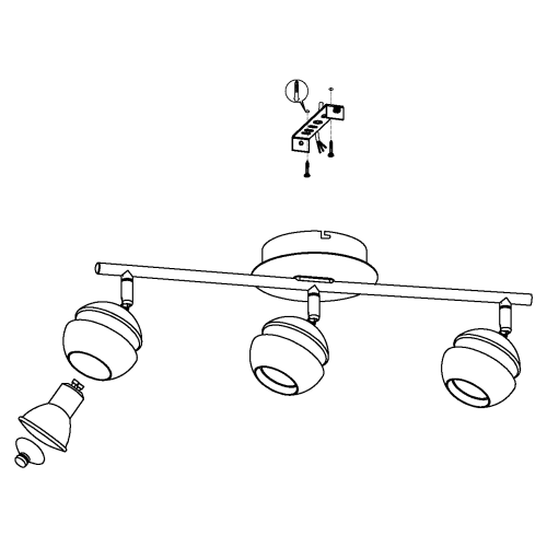 Plafoniera Nocito 3x3W neagra, Eglo