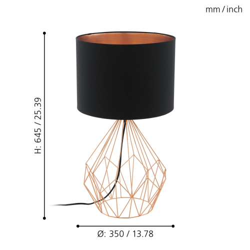 Veioza Pedregal 1 60W neagra, Eglo