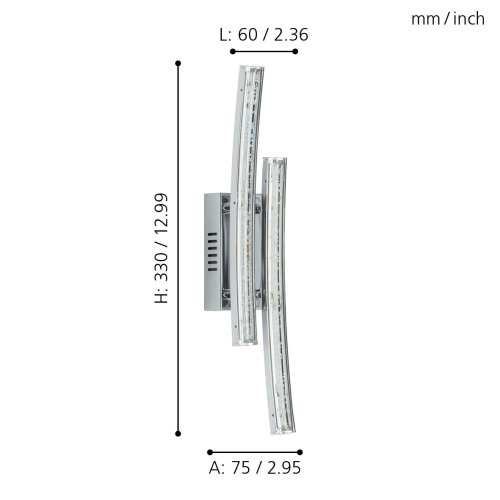 Aplica de perete Pertini 2x3.3W crom, Eglo