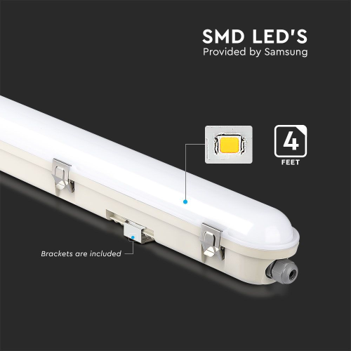 Tub LED rezistent la apa + snezor milky cover 1200x78x72 36W 4000k, V-TAC