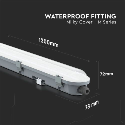Lampa LED rezistenta la apa milky cover 600x78x72 36W 4000k, V-TAC