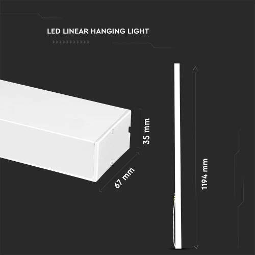 Lampa LED lineara suspendata 1194x35x67 40W 4000K alba, V-TAC