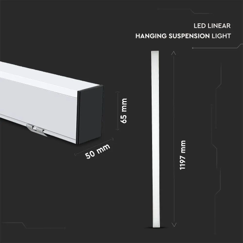Lampa LED lineara suspendata 1197x50x65 40W 4000K alba, V-TAC