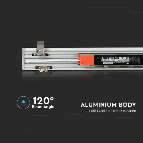 Lampa LED lineara incastrata 1200x70x60 40W 4000K argintie, V-TAC
