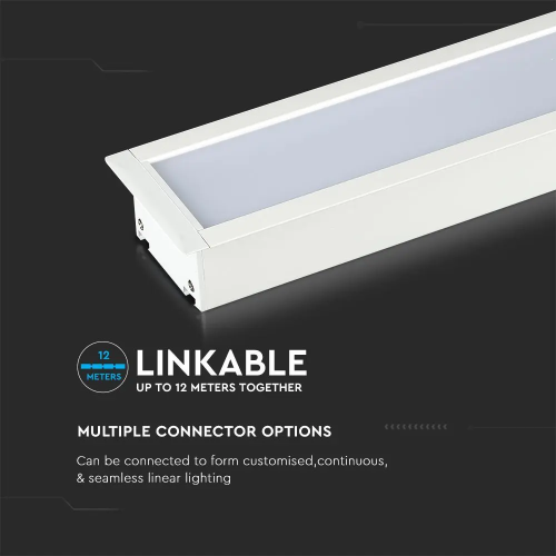 Lampa LED lineara incastrata 1200x70x60 40W 4000K alba, V-TAC