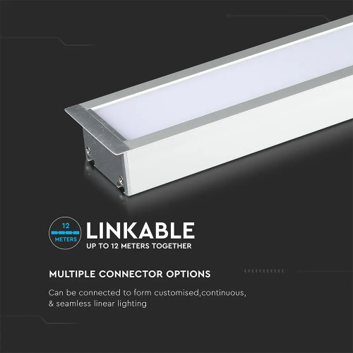Lampa LED lineara incastrata 1200x70x60 40W 4000K argintie, V-TAC