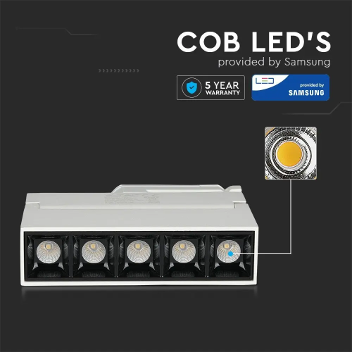 Lampa LED lineara pe sina 35x138 12W 2700K alb, V-TAC