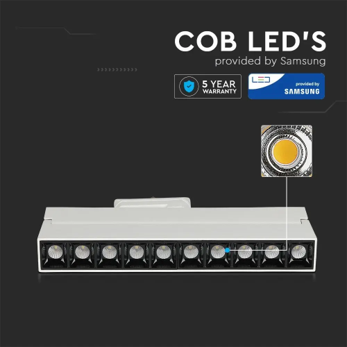 Lampa LED lineara pe sina 35x138 12W 2700K alb, V-TAC