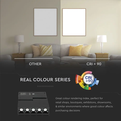 Spot LED linear magnetic 137x35x180 10W 3000k negru, V-TAC