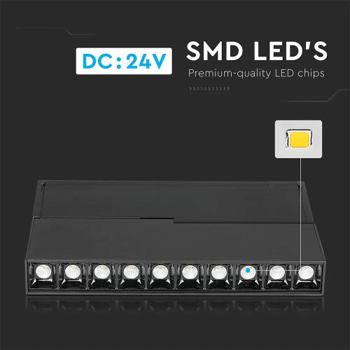Spot LED linear magnetic 180x270x35 20W 3000k negru, V-TAC