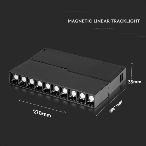 Spot LED linear magnetic 180x270x35 20W 3000k negru, V-TAC