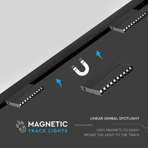 Spot LED linear magnetic 180x270x35 20W 3000k negru, V-TAC